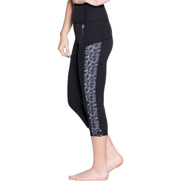 Delfin Spa Neoprene Workout Capris Heat Sauna Pants Tummy Control Leggings - Picture 2 of 6